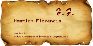 Hemrich Florencia névjegykártya